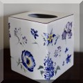 D36. Bernarda Portugal ceramic tissue holder. Small chip on base. - $8 